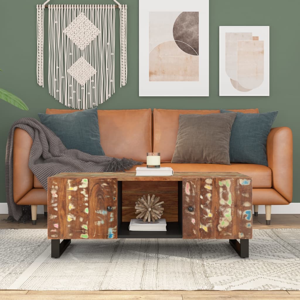 Salongbord 100x54x40 cm gjenvunnet heltre og konstruert tre
