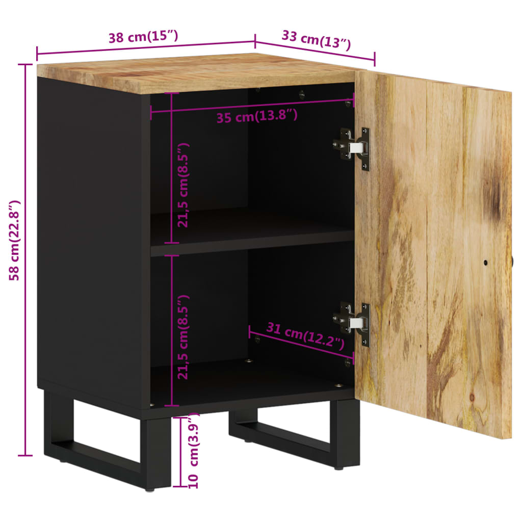 Baderomsskap 38x33x58 cm heltre mango