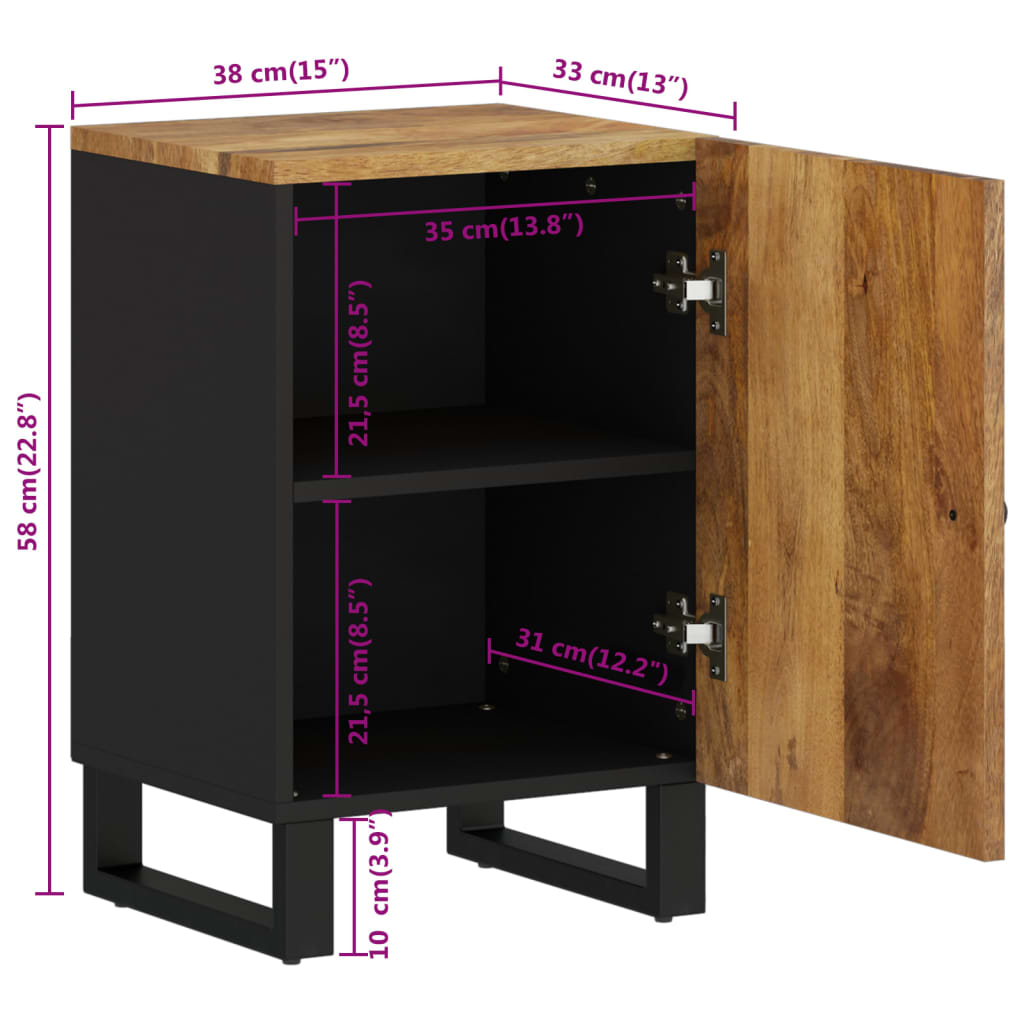 Baderomsskap 38x33x58 cm heltre mango