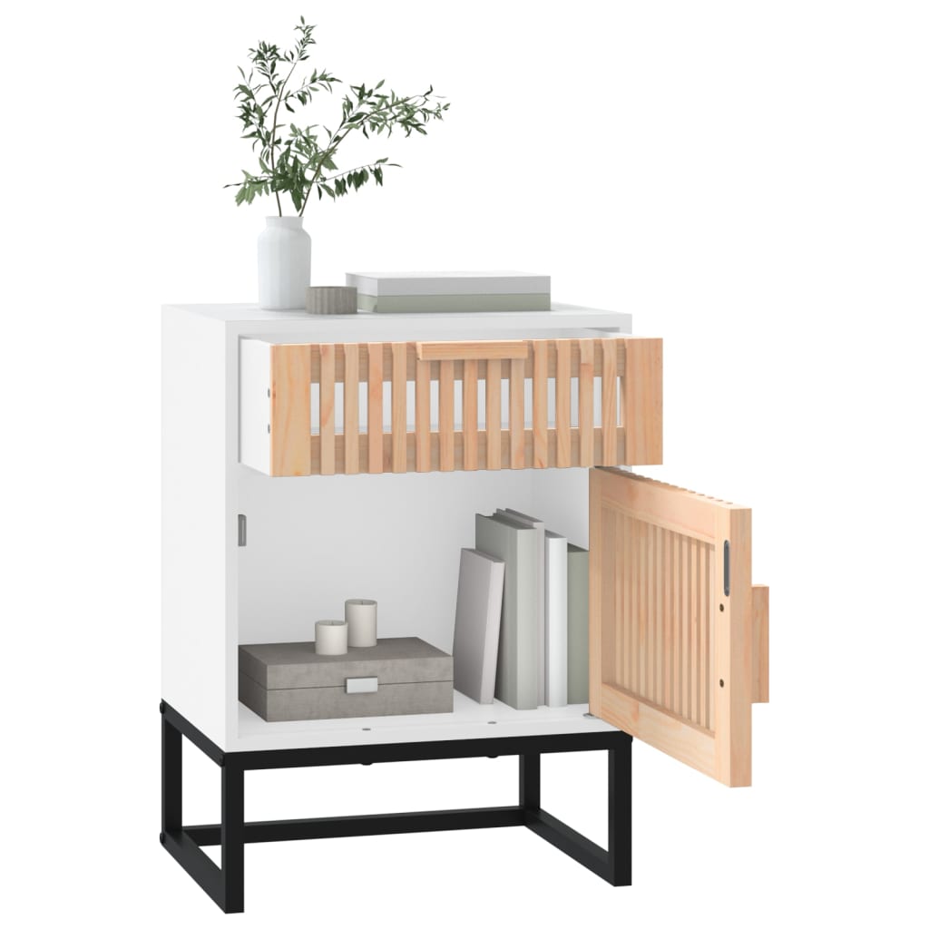 Nattbord 2 stk hvit 40x30x55,5 cm konstruert tre og jern