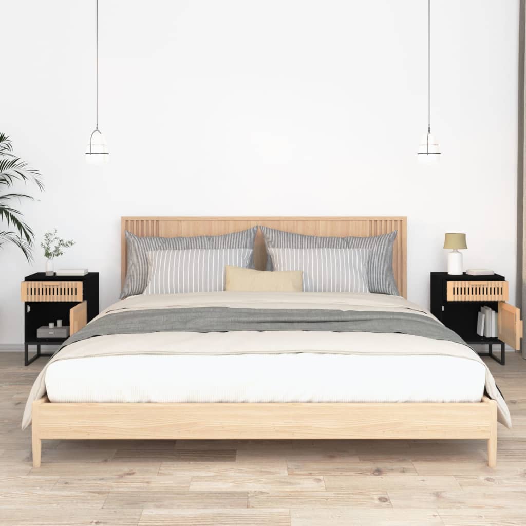 Nattbord 2 stk svart 40x30x55,5 cm konstruert tre og jern