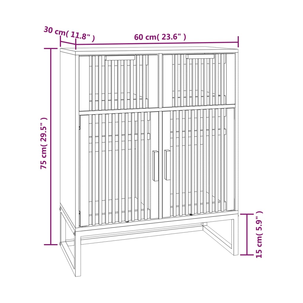 Skjenk hvit 60x30x75 cm konstruert tre