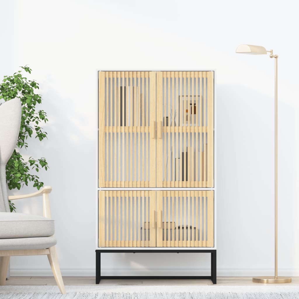 Highboard hvit 70x35x125 cm konstruert tre