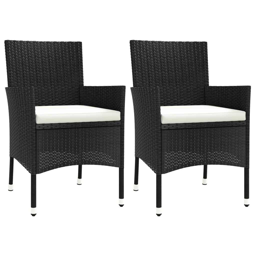 Hagestoler med puter 2 stk svart polyrotting (kun Storbritannia/IE/FI/NO)