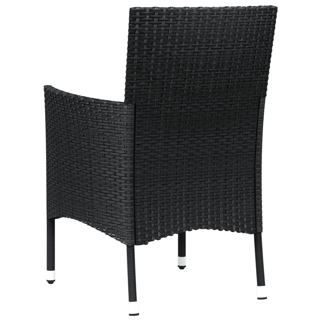 Hagestoler med puter 2 stk svart polyrotting (kun Storbritannia/IE/FI/NO)