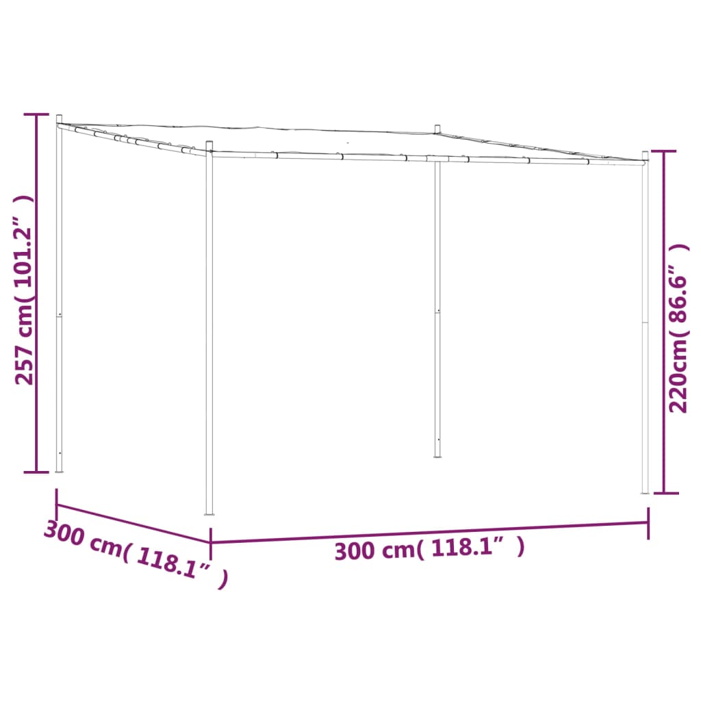 Festtelt antrasitt 3x3 m 180 g/m² stoff og stål