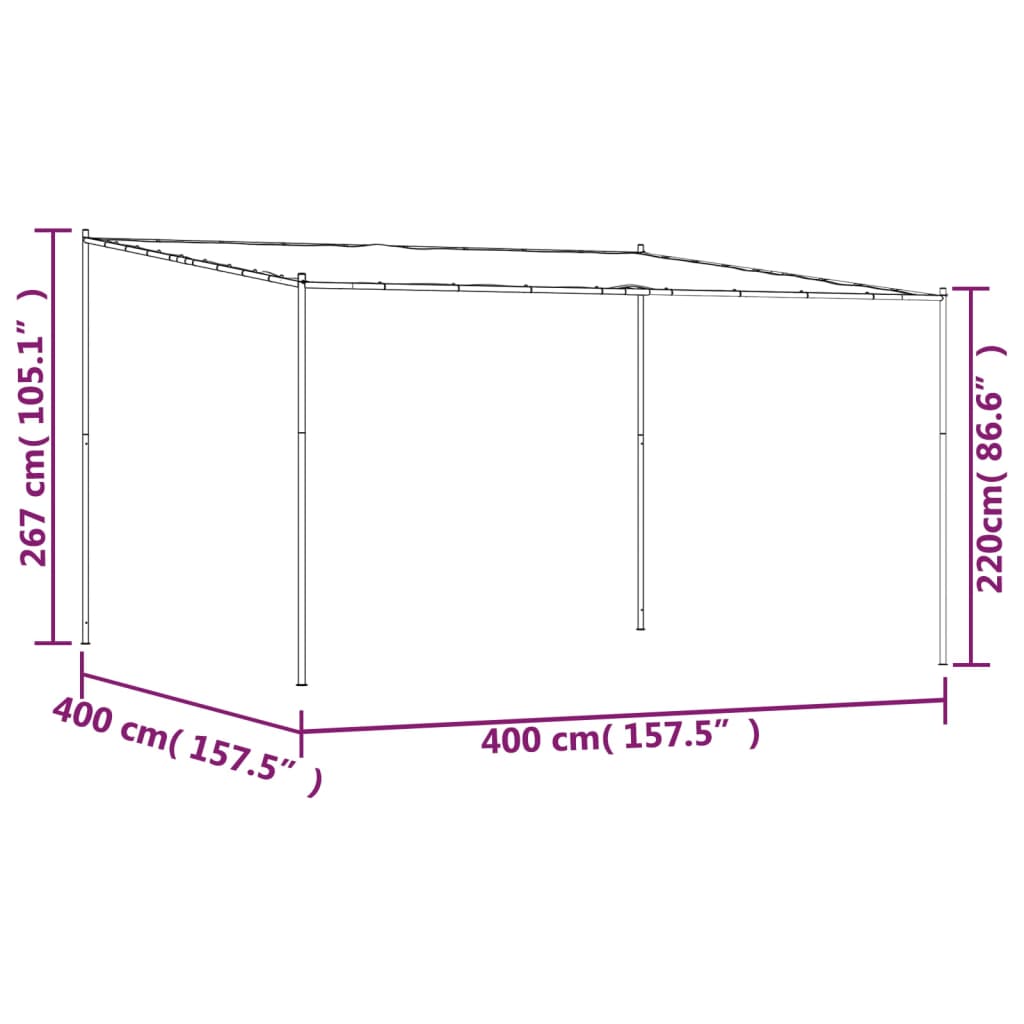 Festtelt hvit 4x4 m 180 g/m² stoff og stål