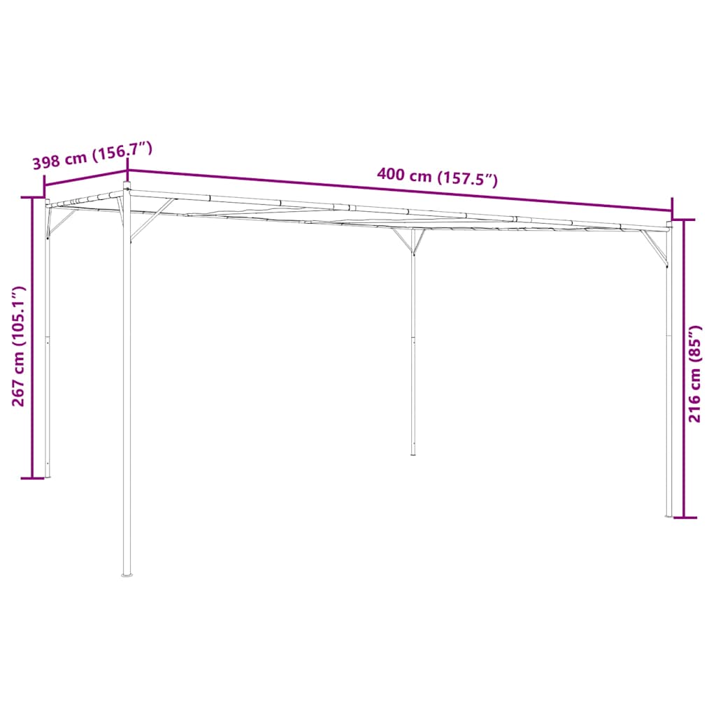 Festtelt beige 4x4 m 180 g/m² stoff og stål