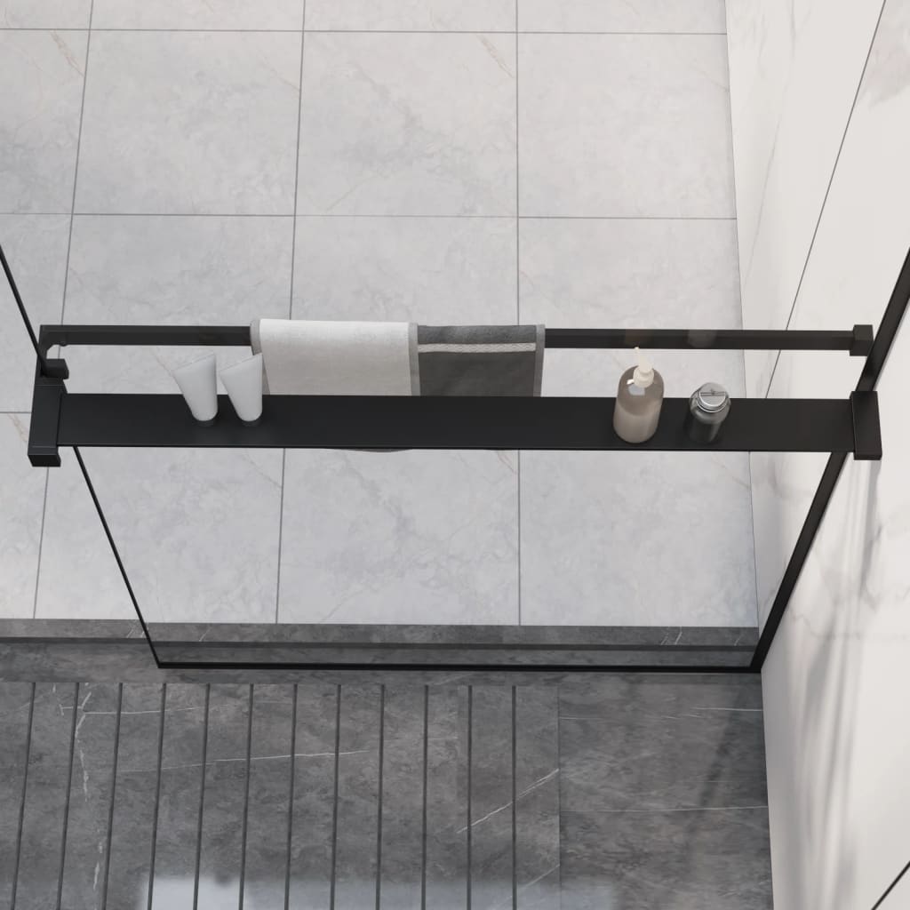 Dusjhylle for dusjvegg svart 80 cm aluminium vidaXL