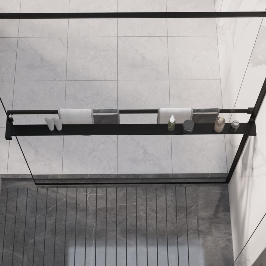 Dusjhylle for dusjvegg svart 115 cm aluminium vidaXL
