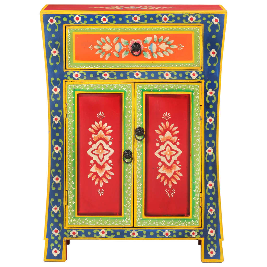 Håndmalt skjenk 54x30x74 cm heltre mango