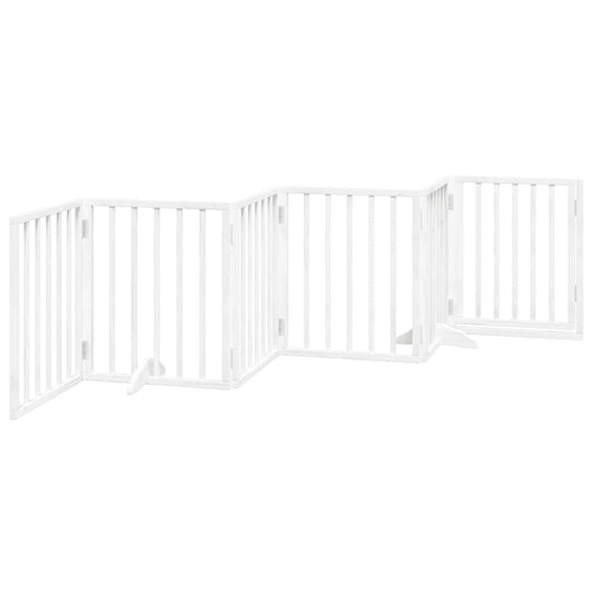 Hundeport sammenleggbar 6 paneler hvit 300 cm poppeltre