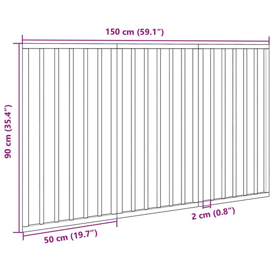 Hundegrind sammenleggbar 3 paneler hvit 150 cm poppeltre