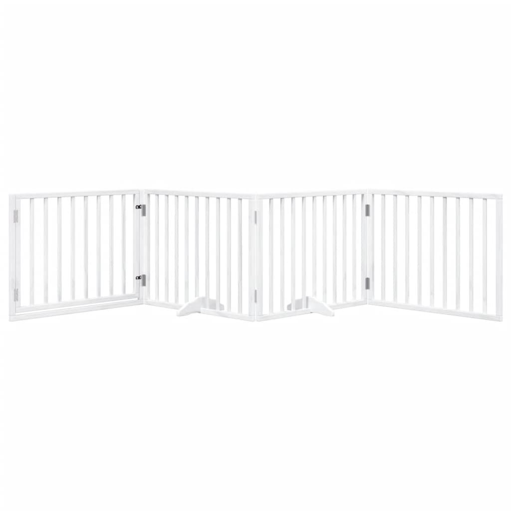 Hundeport sammenleggbar 4 paneler hvit 320 cm poppeltre
