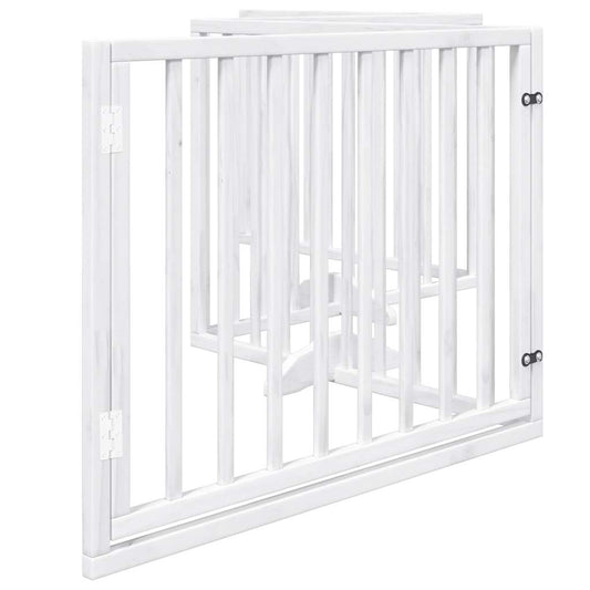 Hundeport sammenleggbar 4 paneler hvit 320 cm poppeltre