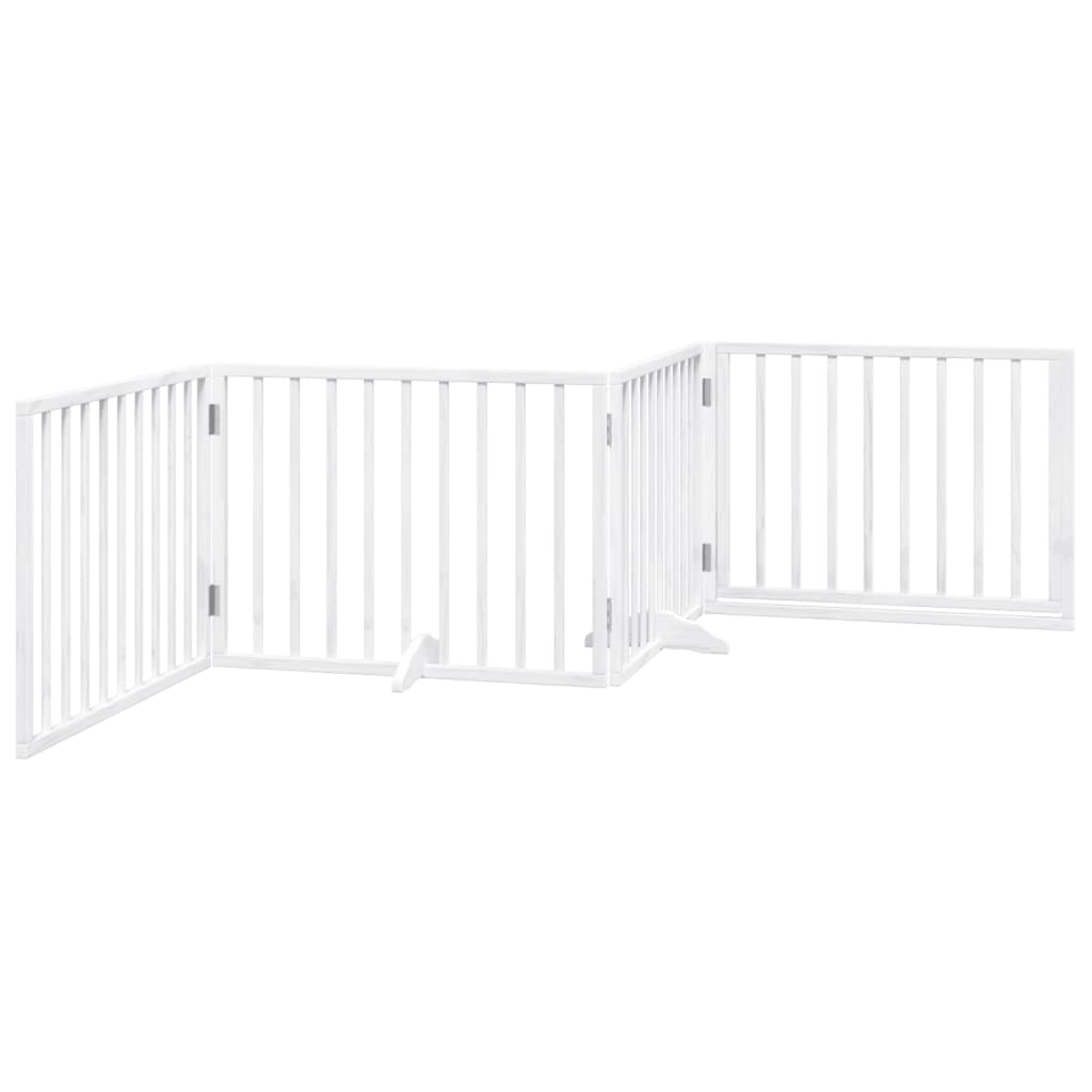 Hundeport sammenleggbar 4 paneler hvit 320 cm poppeltre