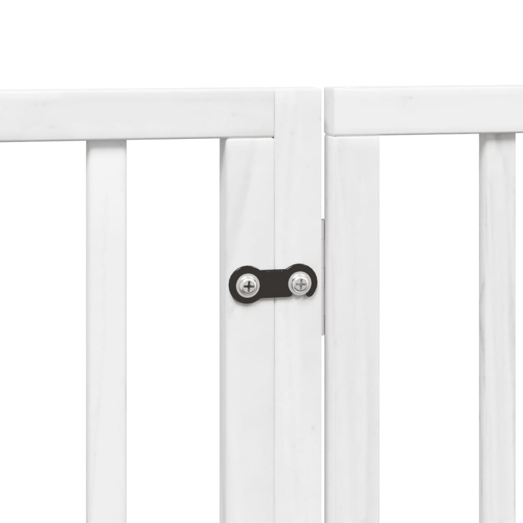 Hundegrind med dør sammenleggbar 4 paneler hvit 320 cm poppeltre
