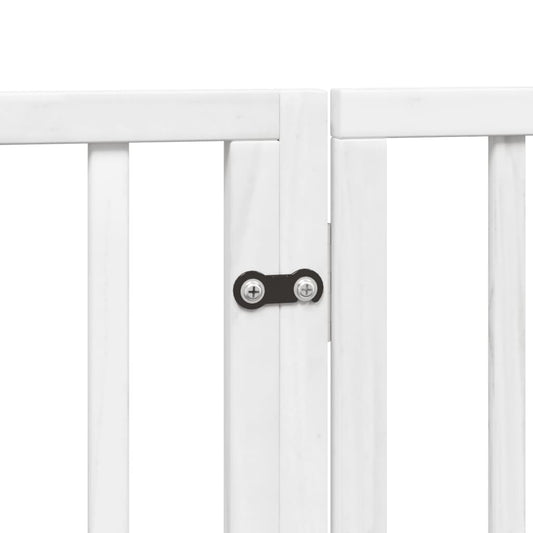 Hundegrind med dør sammenleggbar 4 paneler hvit 320 cm poppeltre