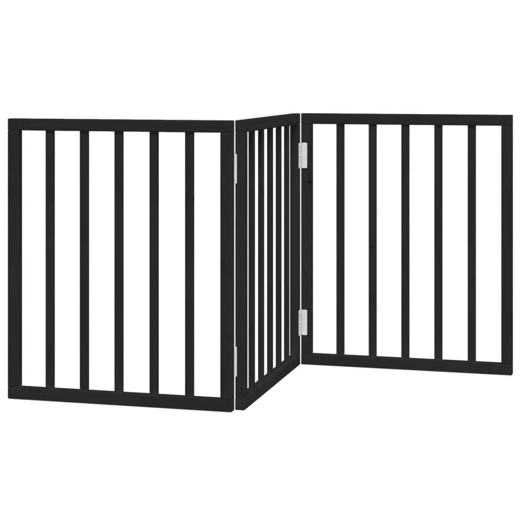 Hundeport sammenleggbar 3 paneler svart 150 cm poppeltre