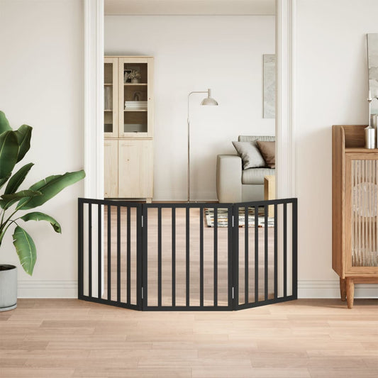 Hundeport sammenleggbar 3 paneler svart 150 cm poppeltre