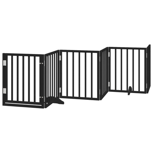 Hundeport sammenleggbar 6 paneler svart 300 cm poppeltre