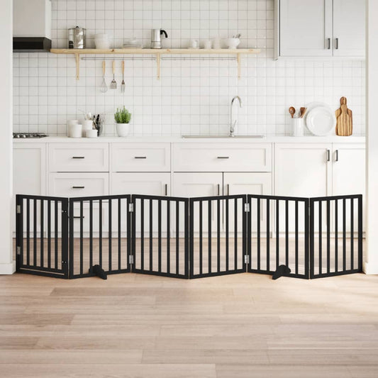 Hundeport sammenleggbar 6 paneler svart 300 cm poppeltre