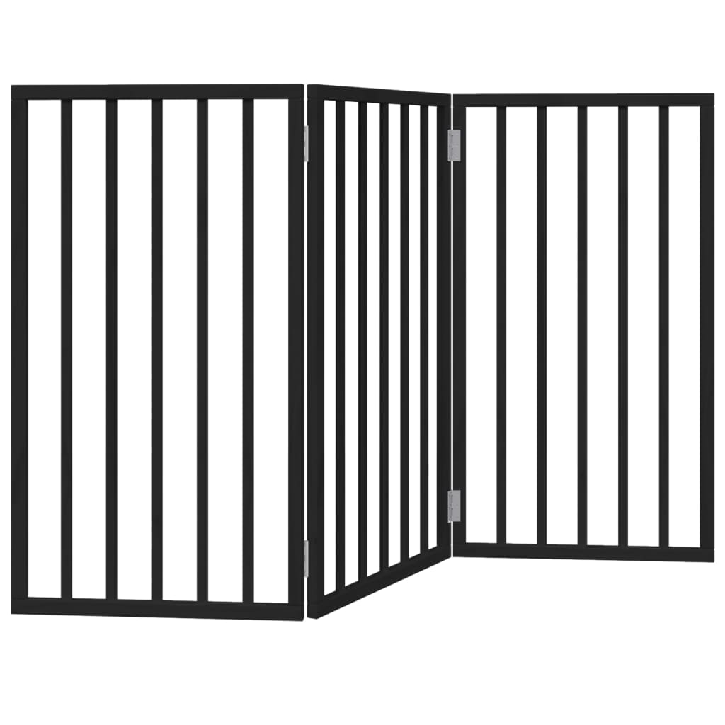 Hundeport sammenleggbar 3 paneler svart 150 cm poppeltre
