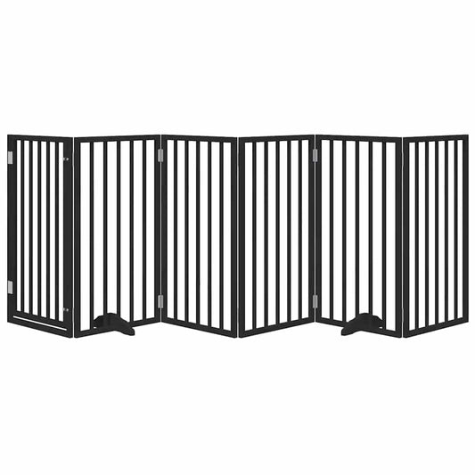 Hundeport sammenleggbar 6 paneler svart 300 cm poppeltre