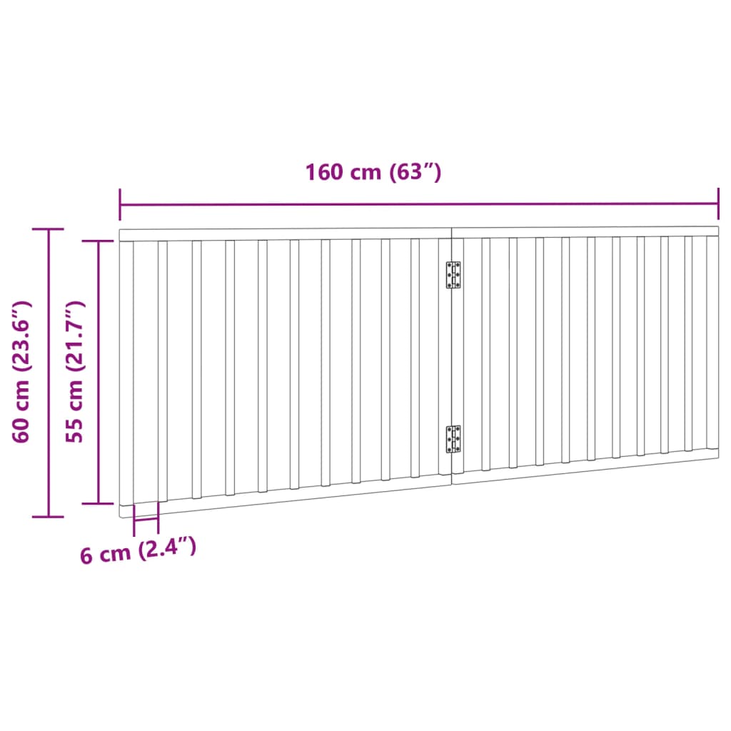 Hundegrind sammenleggbar 2 paneler svart 160 cm poppeltre