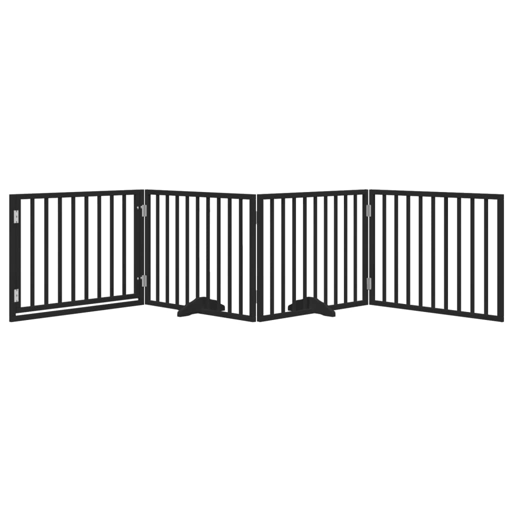 Hundeport sammenleggbar 4 paneler svart 320 cm poppeltre