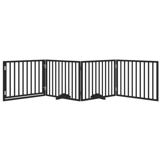 Hundeport sammenleggbar 4 paneler svart 320 cm poppeltre
