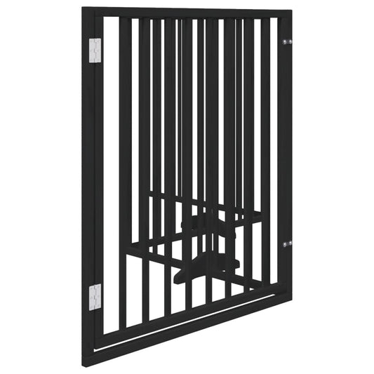 Hundeport sammenleggbar 4 paneler svart 320 cm poppeltre