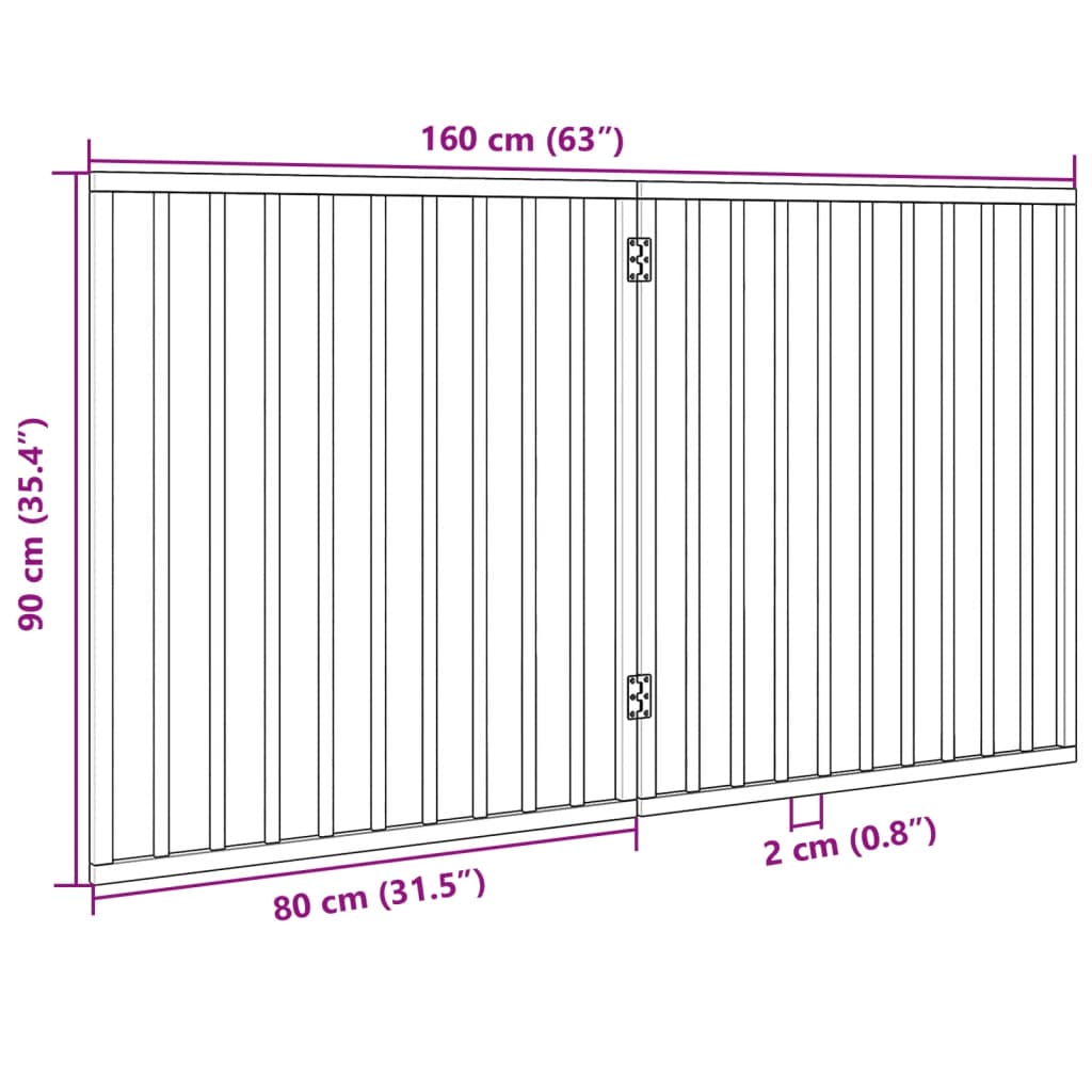 Hundeport sammenleggbar 2 paneler brun 160 cm poppeltre