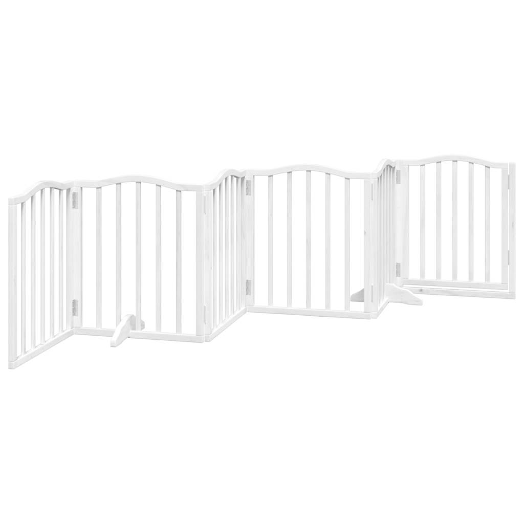Hundeport sammenleggbar 6 paneler hvit 300 cm poppeltre