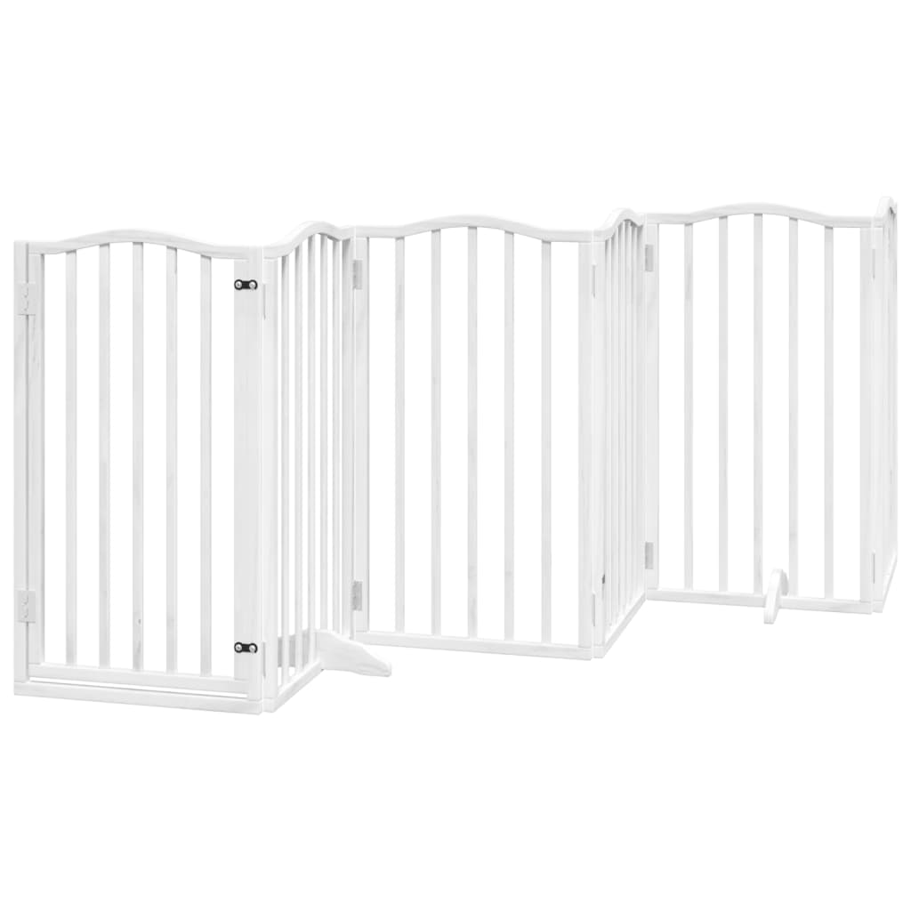 Hundeport sammenleggbar 6 paneler hvit 300 cm poppeltre