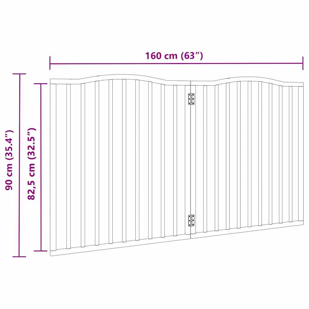 Hundeport sammenleggbar 2 paneler hvit 160 cm poppeltre