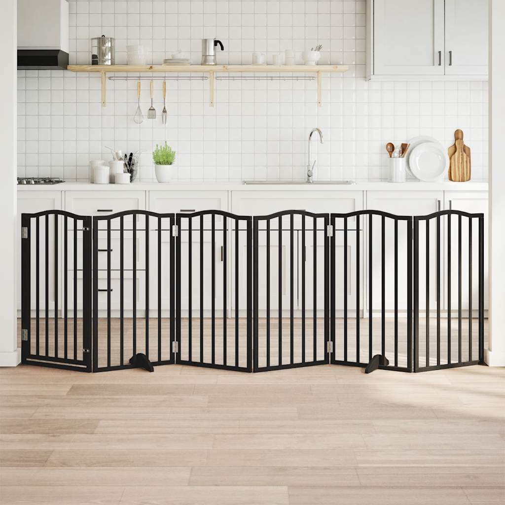 Hundeport sammenleggbar 6 paneler svart 300 cm poppeltre