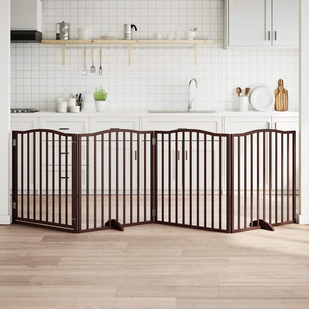 Hundeport sammenleggbar 4 paneler brun eik 320 cm poppeltre