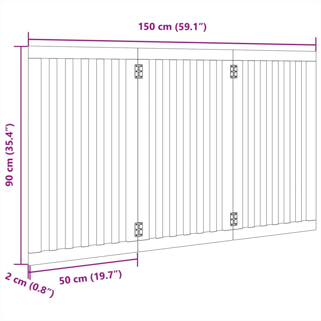 Hundegrind sammenleggbar 3 paneler 150 cm poppeltre