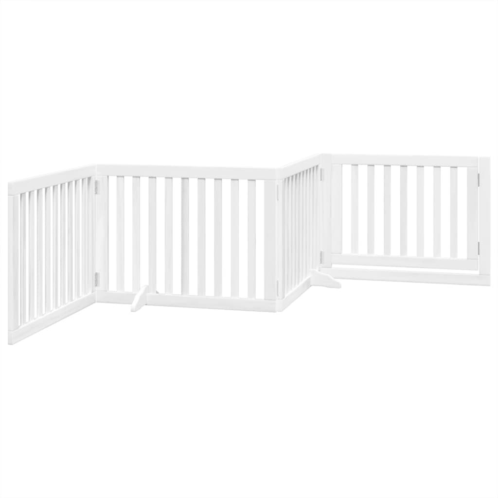 Hundeport sammenleggbar 4 paneler hvit 320 cm poppeltre