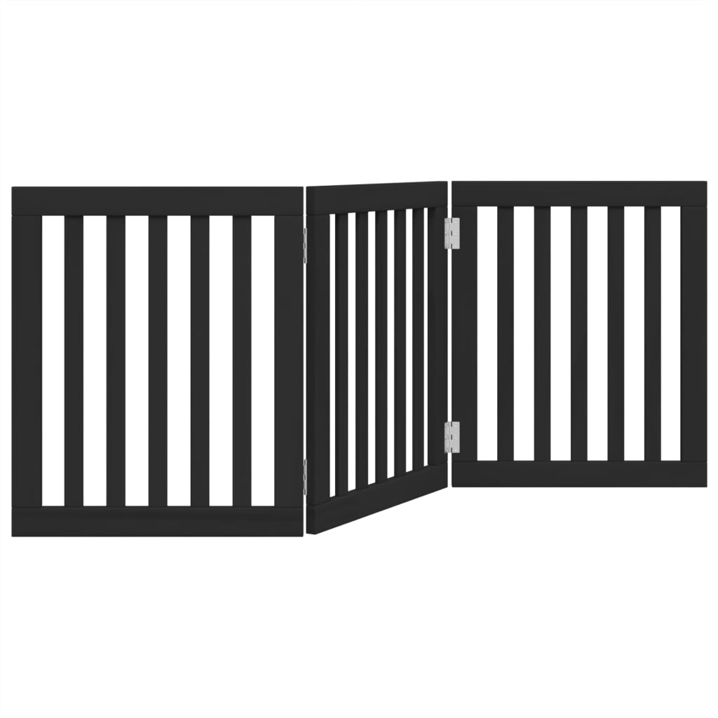 Hundeport sammenleggbar 3 paneler svart 150 cm poppeltre