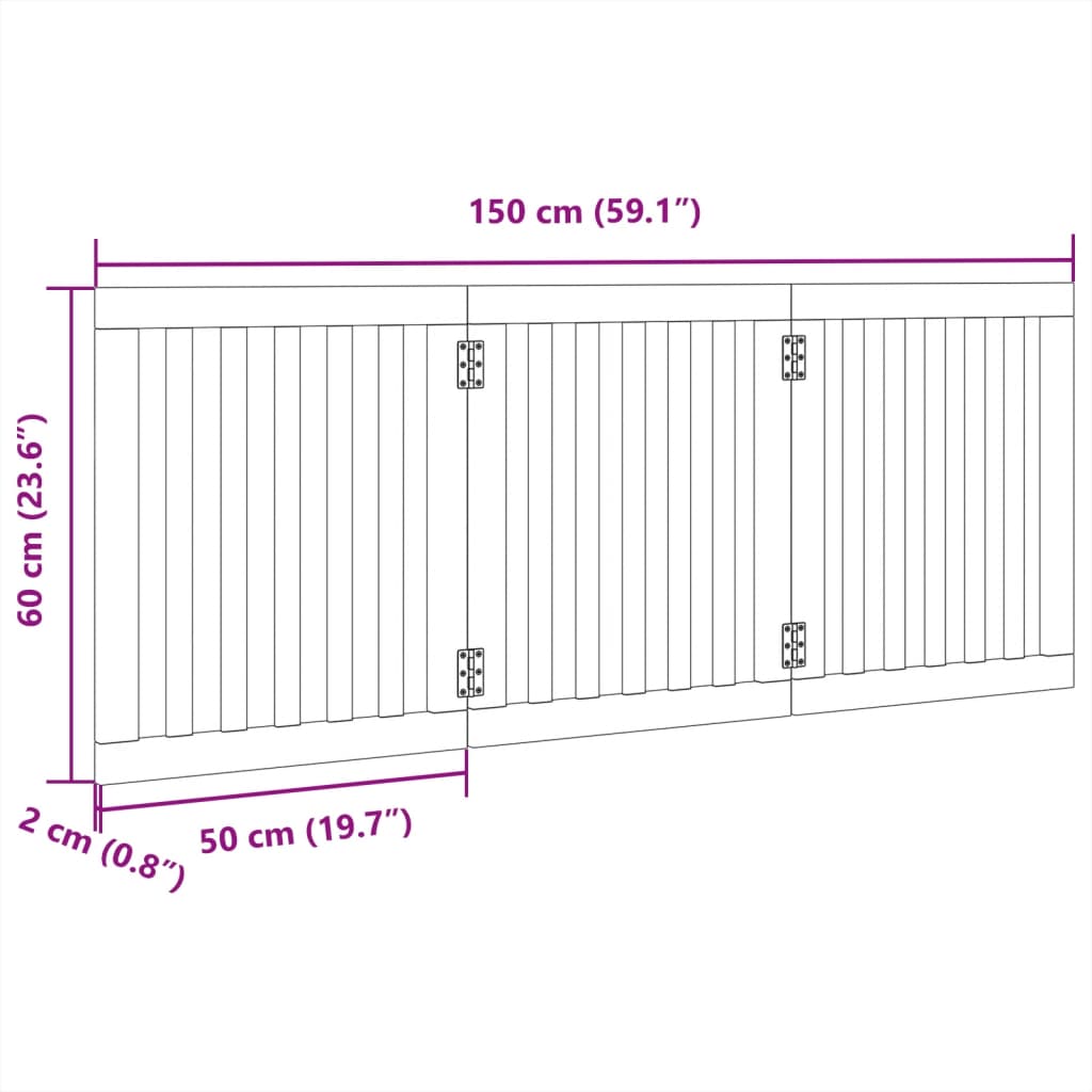Hundeport sammenleggbar 3 paneler brun 150 cm poppeltre