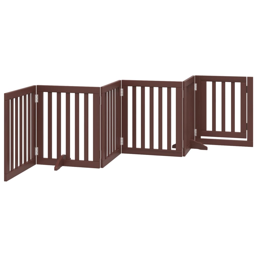 Hundeport sammenleggbar 6 paneler brun 300 cm poppeltre