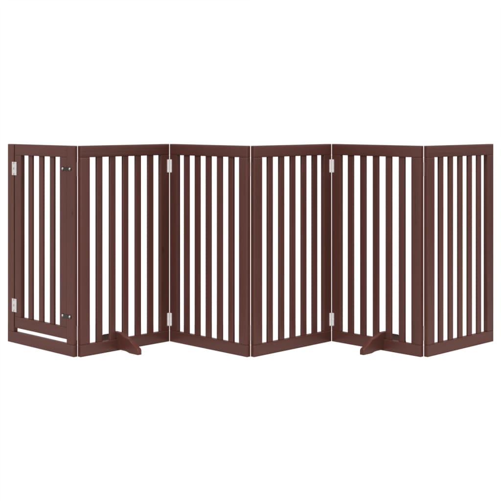 Hundeport sammenleggbar 6 paneler brun 300 cm poppeltre