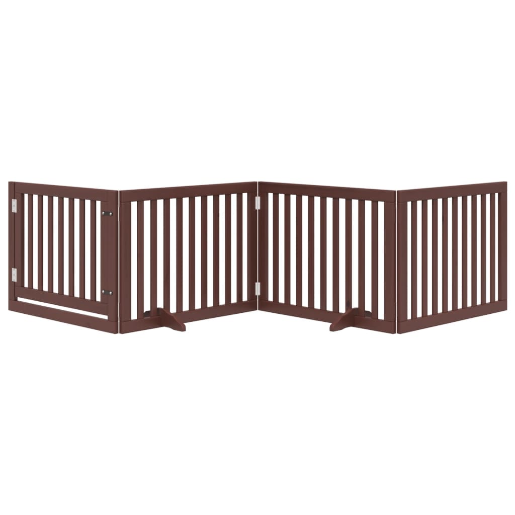 Hundeport sammenleggbar 4 paneler brun 320 cm poppeltre