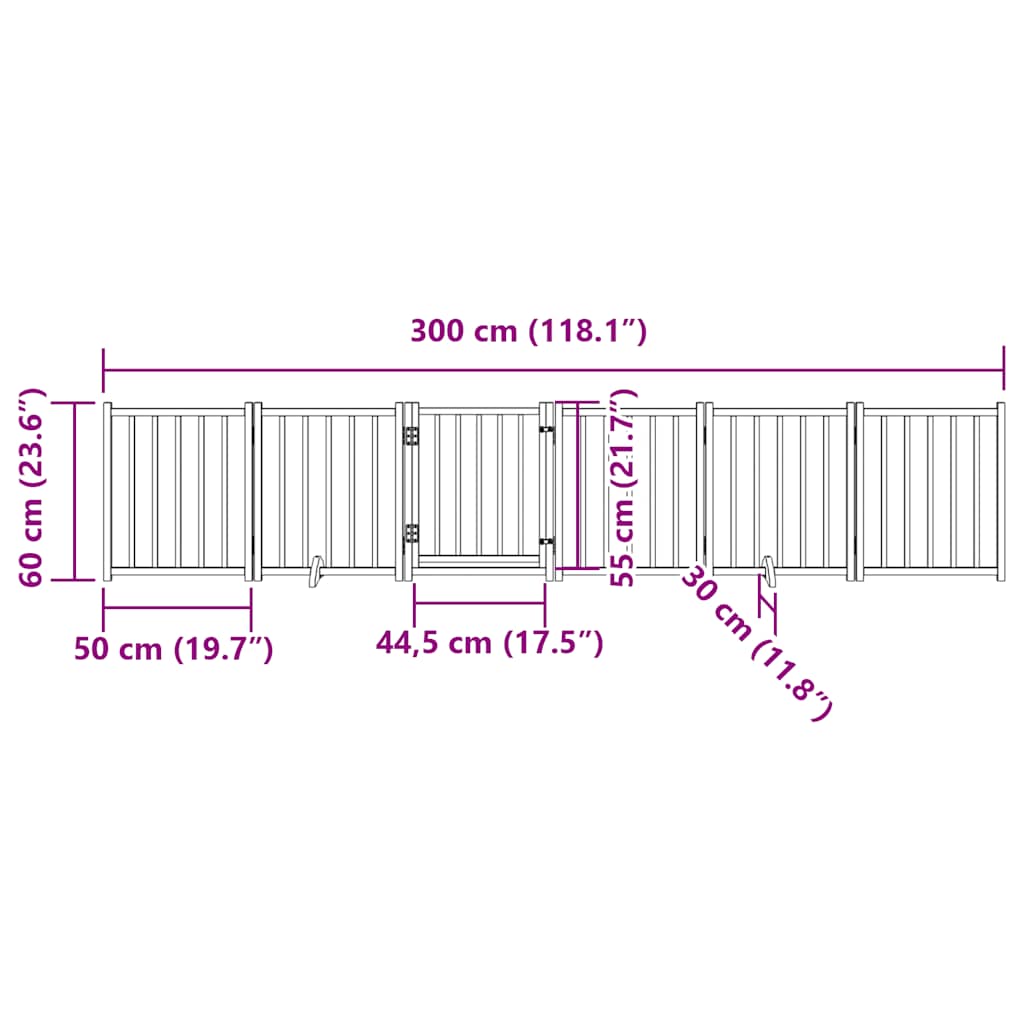 Hundeport sammenleggbar 6 paneler 300 cm heltre gran vidaXL