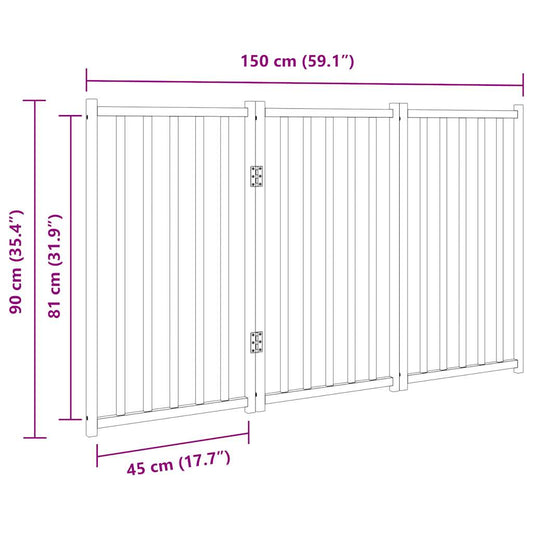 Hundegrind sammenleggbar 3 paneler 150 cm heltre gran