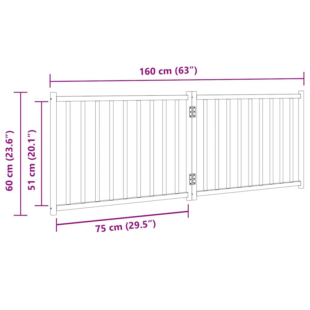 Hundeport sammenleggbar 2 paneler 160 cm heltre gran vidaXL