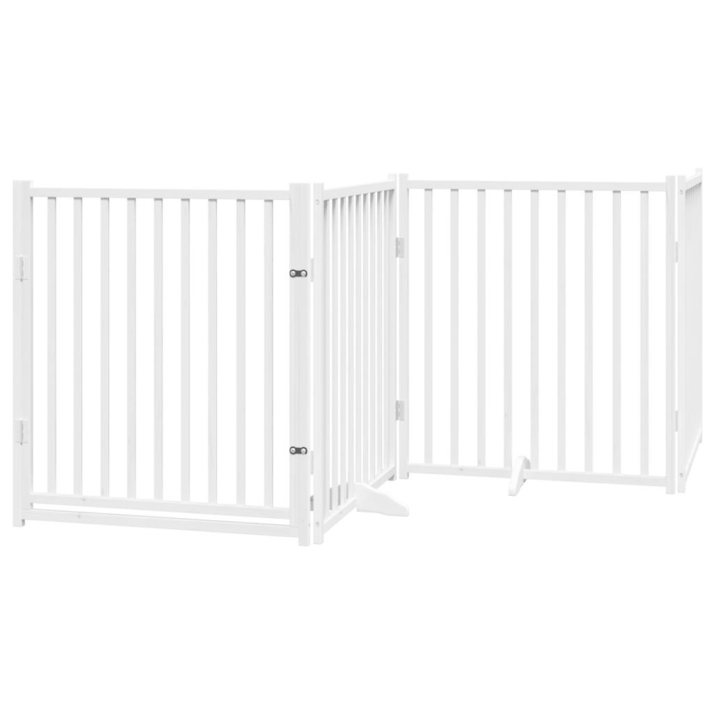 Hundeport dør sammenleggbar 4 paneler hvit 320 cm heltre gran