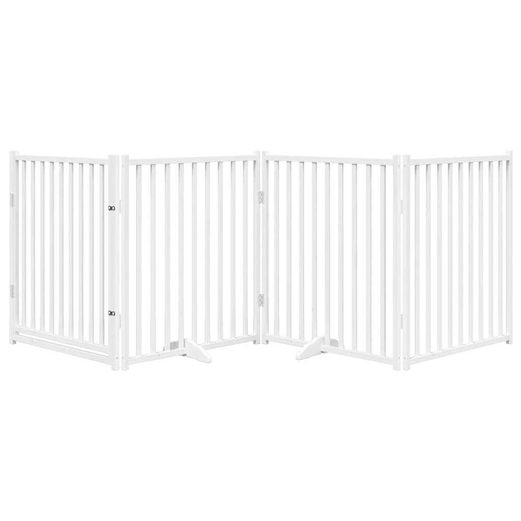 Hundeport dør sammenleggbar 4 paneler hvit 320 cm heltre gran